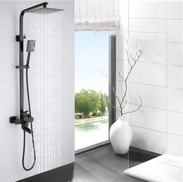 

Wall Mounted Top Shower and Hand Shower Set 304 Stainless Steel Wall-mount Bath Tub Rain-style Shower Faucet