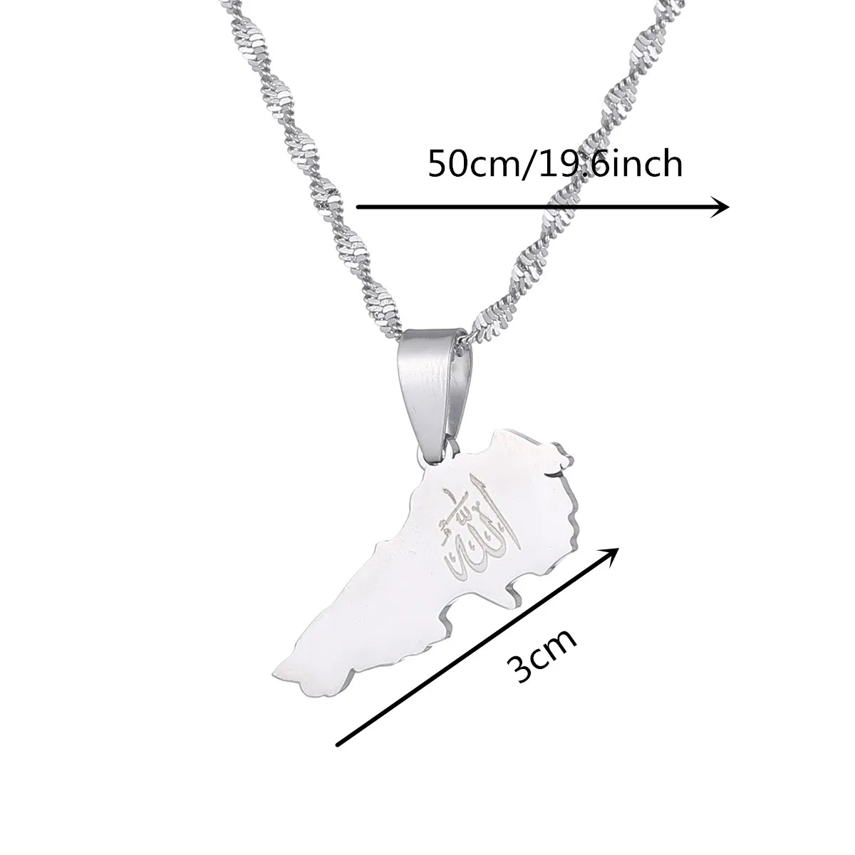 Liban Allah Pendants Silver Color Jewelry Lebanon Map Women Men Chain Necklaces