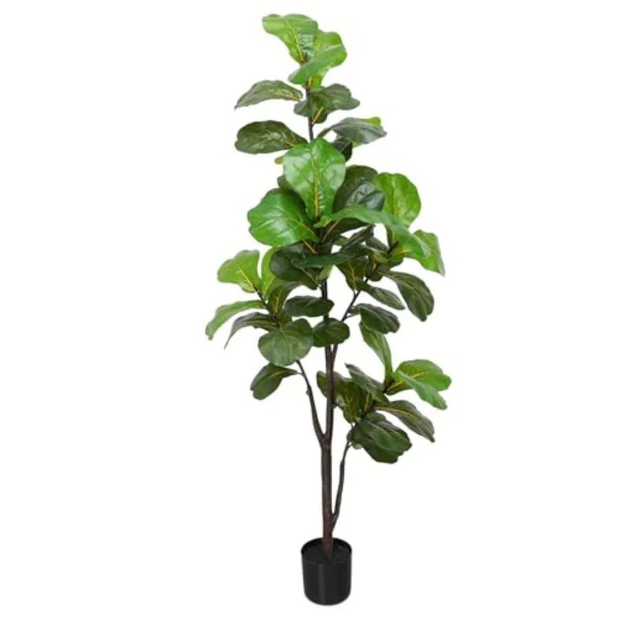 

Искусственное дерево фикус лирата (Ficus lyrata) высотой 6 футов, большое искусственное растение, имитация фикуса, шелковые деревья в горшке для дома, гостиной, улицы и помещений.