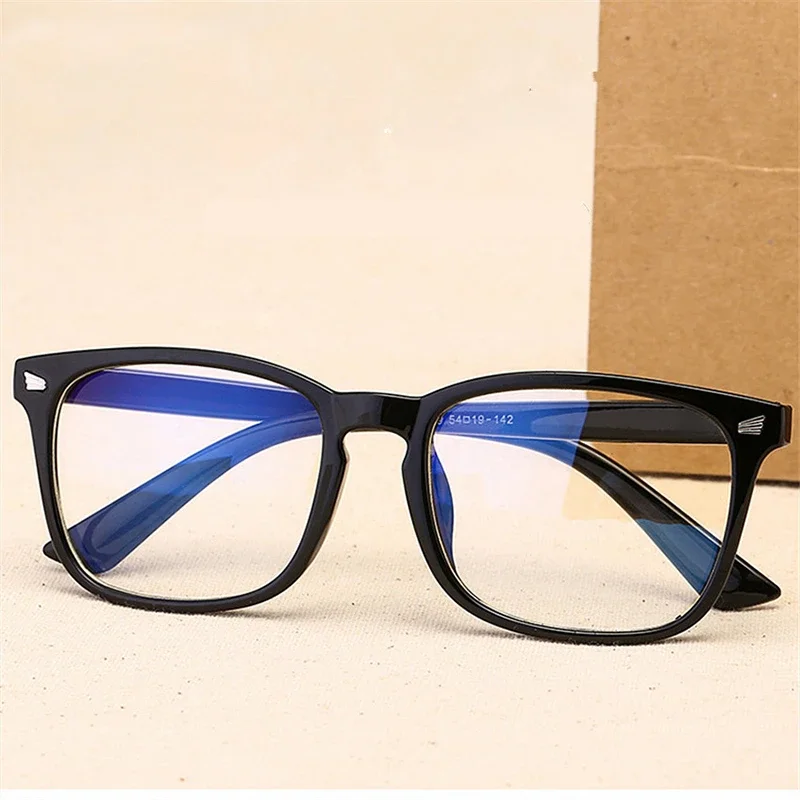 Retro Square Decorative Glasses Women Anti-Blue Light Computer Eyewear Big Size Reading Eyeglasses Frame Diopters +0+1+2+3.5+4