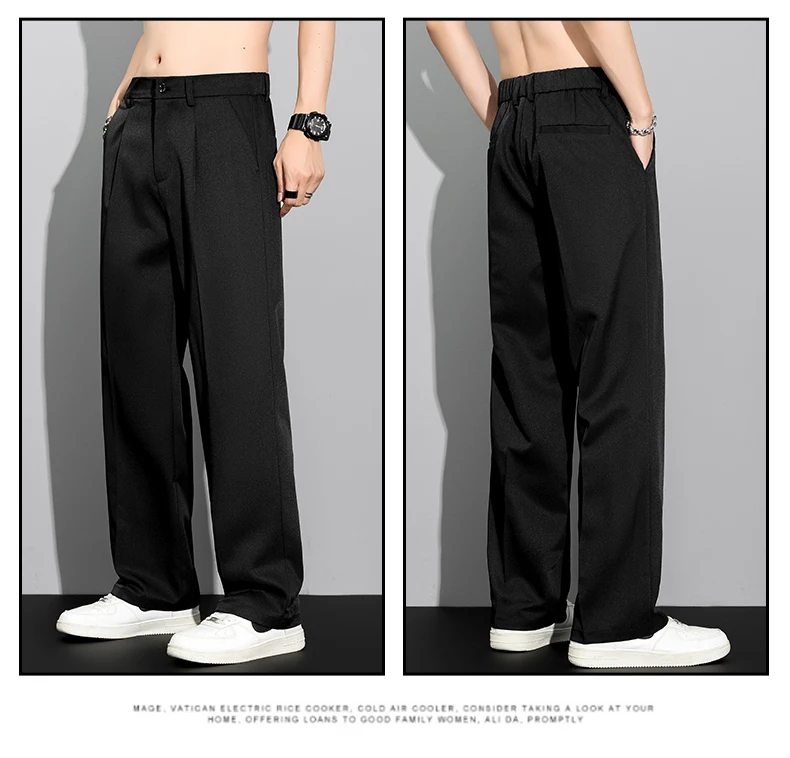 Herren 2026 Koreanischer Stil Lose Gerade Drapierte Leichte Freizeithose Khaki Grau Schwarz Herrenhose Herbst Winter – Detail 11