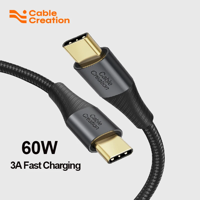 CableCreation Short USB C to USB C Cable 60W, USB C Charger Cable 0.8FT, Double-Braided Exterior Compatible with iPhone 15
