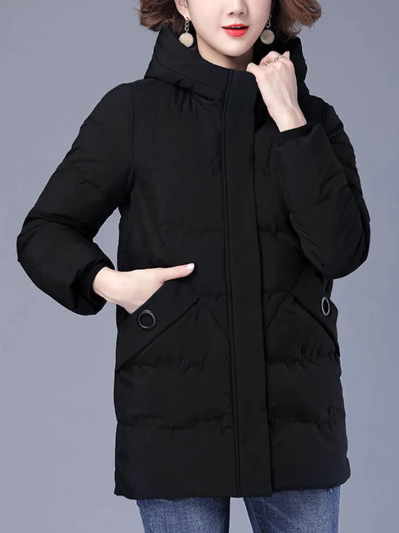 2022 New Women Winter Jacket Long Warm Parkas Female Coat Thicken Cotton Padded Jacket Hooded Loose Women\'s Clothes Basic Tops