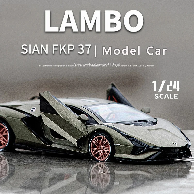 Modèle de voiture en alliage Lambo Rains Sian FKP37, voiture de sport à dos côtelé, ornements de simulation, cadeau d\'anniversaire pour garçon,