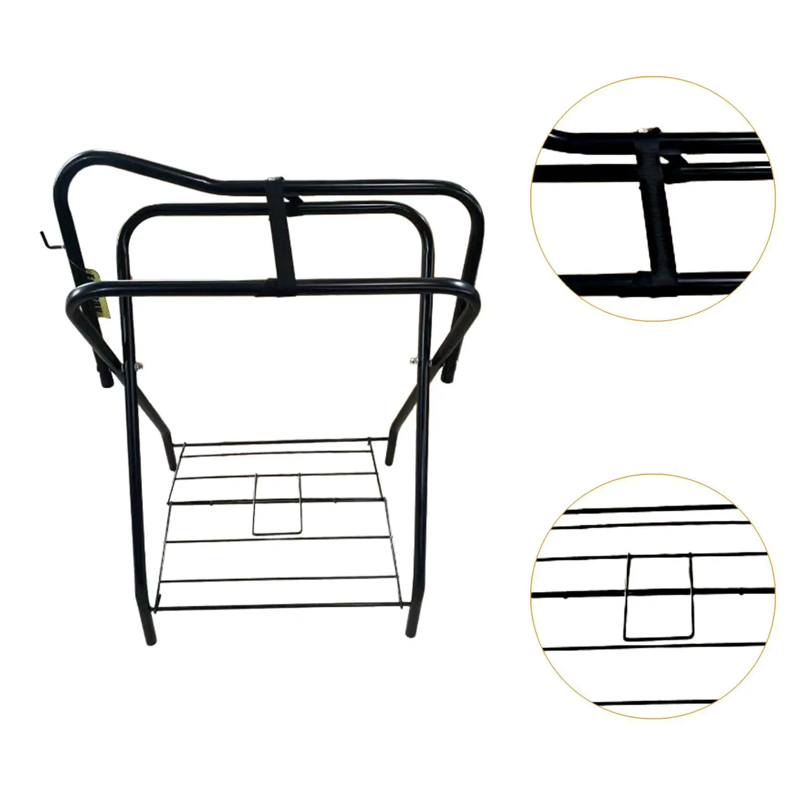 Folding Saddle Rack Stand Large Capacity Iron Equestrian Organizer for Horse Trailer Storage English Western Saddle Holder