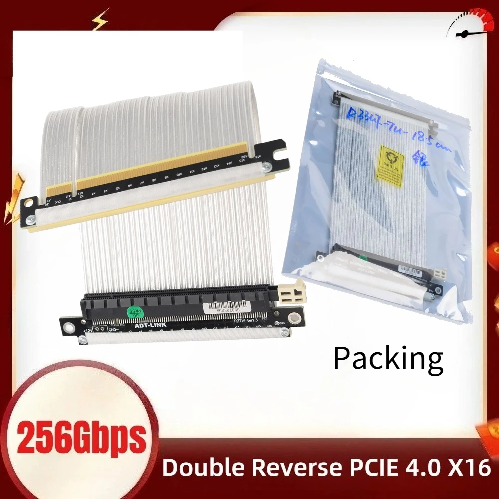 

Riser Double Reverse PCIe Cable 4.0 X16 PCI Express 3.0 Riser Extension Гибкий высокоскоростной графический видеокабель для чехла ITX A4