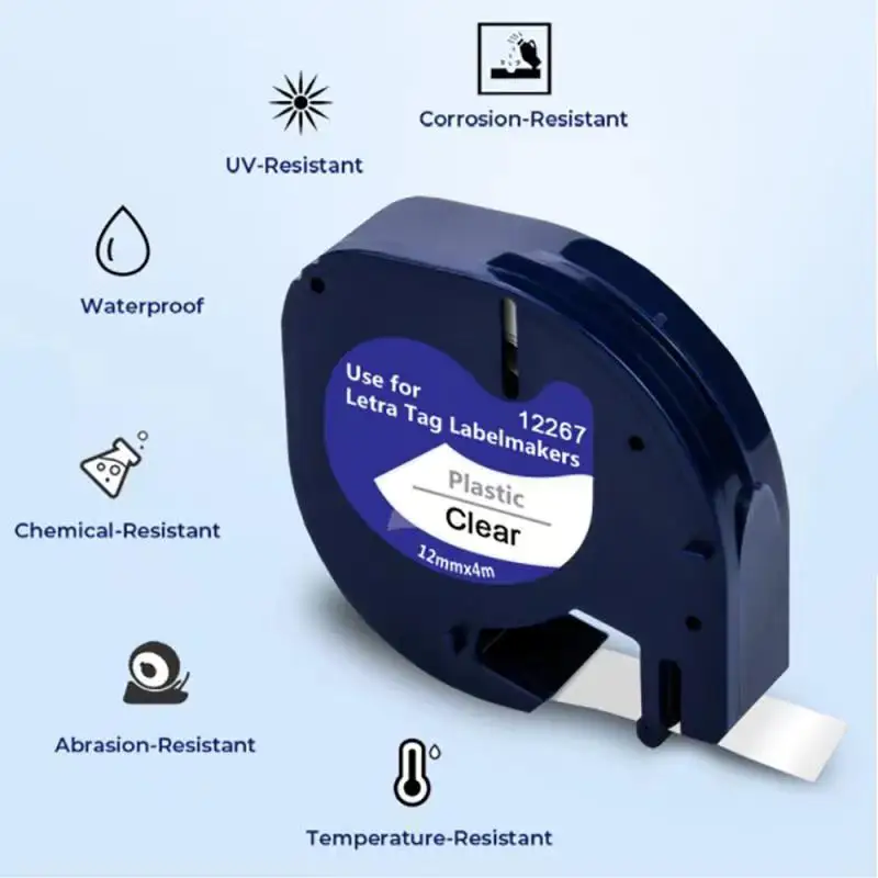 Dymo-cintas LT100h, 16951, 16952, 12267, 12mm, Dymo Tape, negro sobre claro para Dymo Letratag, LT100H, LT110T, reemplazo