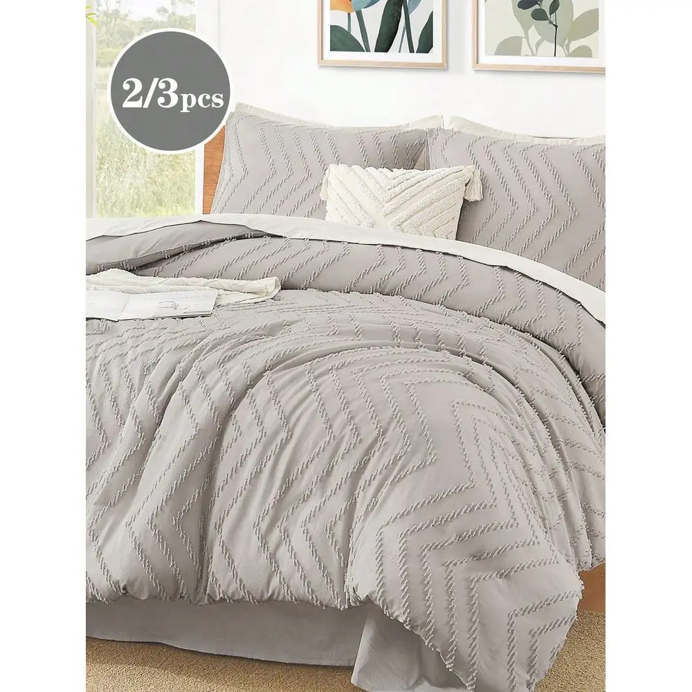 

3pcs 3D Cutout Floral Duvet Cover Set, Light Gray, Stylish Design, Soft SkinFriendly, Washable Printed Bedding Set, Suitable Fo