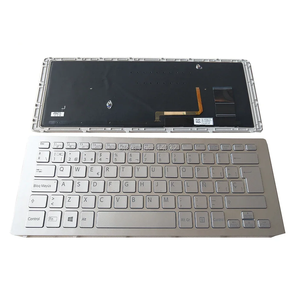 Replacement Spanish Backlit Keyboard SVF15 for SONY Vaio SVF15N SVF 15N SP Keyboards Silver with Frame Screw Set New 149265461ES