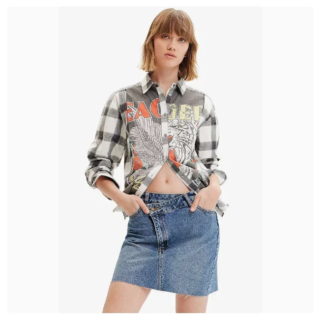 Foreign trade original order, Spanish new product, embroidered print, spring and summer cool casual women's shirt