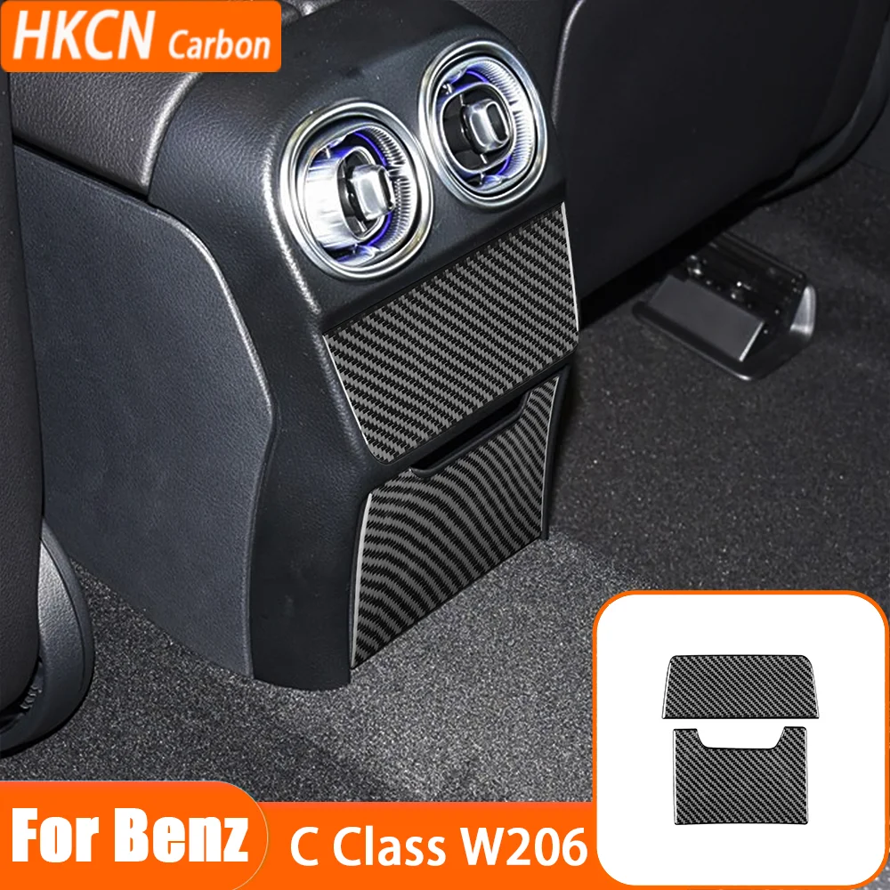 

For Benz C-Class W206 2022+ Car Accessories Rear Console Storage Box Panel Carbon Fiber Interior Panel Set Sticker Modification