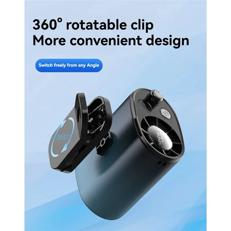 BABZ Portable Clip on Waist Fan with Flashlight 16000RPM 1-100 Speed Strong for Airflow 360° Mini Rechargeable for Outdoor
