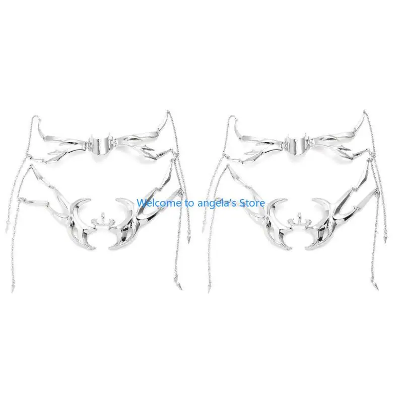 قناع حماية للذقن معدني قابل للتعديل على طراز X4YC مع سلسلة وجه لأزياء التصوير الفوتوغرافي لحفلات الهالوين قطعتين