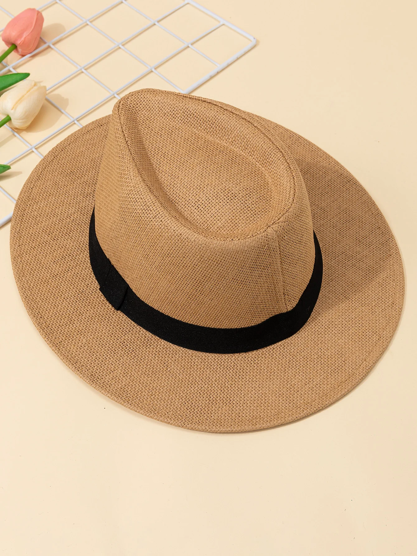 Hat, male, summer vacation, beach hat, English style, wide brimmed sun hat, sun shading hat, Panama straw hat, female