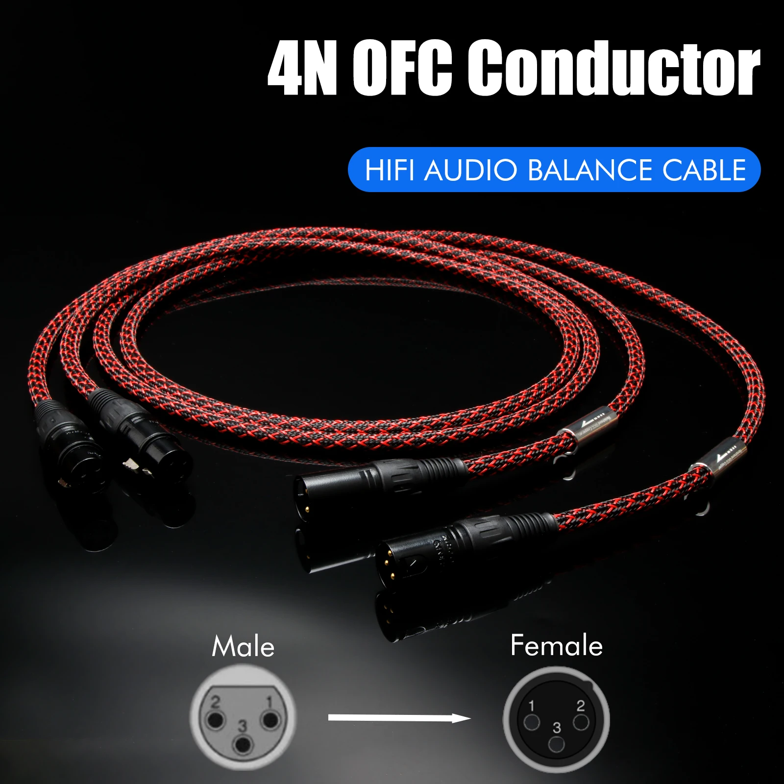 

Кабель XLR 3-контактный, балансный, штекер-штекер, аудиокабель с независимой экранировкой основной жилы