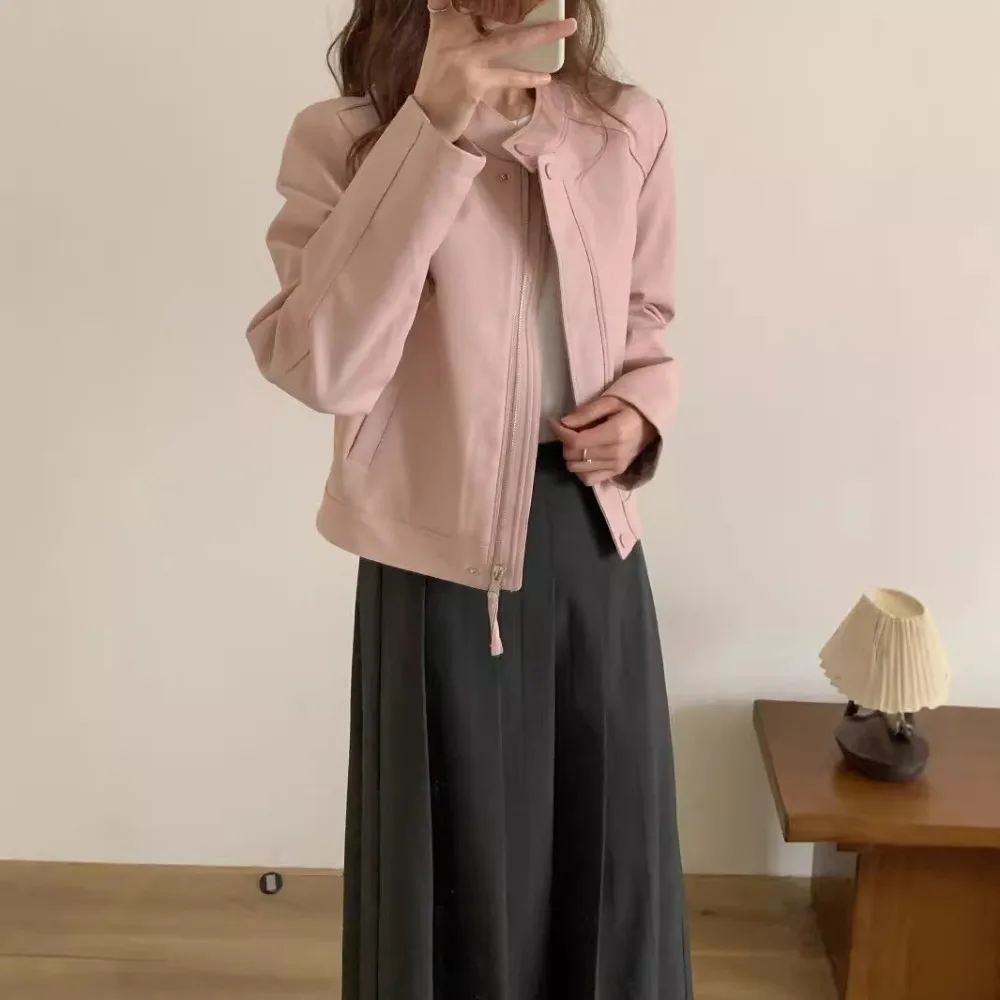 

OFTBUY Leather Top Faux Leather Clothes Fashion Leather Jackets Lady High Quality Women's Clothing Luxury Leather Trench Coat