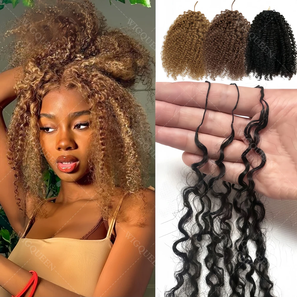 

12A Pre-Separated Human Crochet Hair 4/27 Highlight Pixie Curly Crochet Hair for Braid Tight Kinky Curly Feather Crochet Hair
