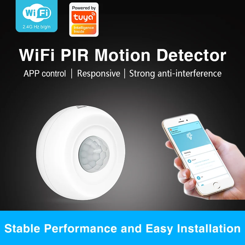 Tuya WiFi Smart PIR Motion Detection Sensor Security Burglar Alarm Sensor Smart Life App Control Support Alexa Google Home