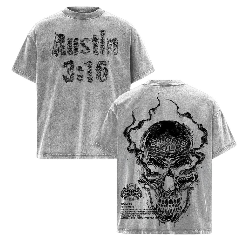 Stone Cold Club Washed T-Shirt, Vintage Gym Oversized Tee, Muscle Training Fitness Shirt