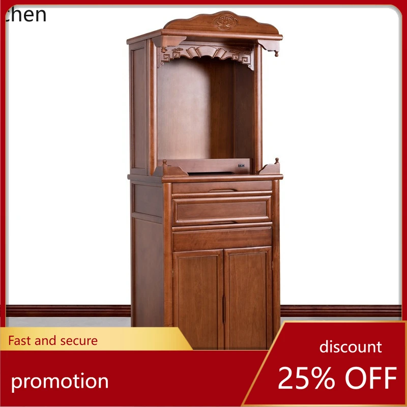 

CZ Buddha Shrine Full Solid Wood God Shrine Offering Buddha Cabinet with Door Household Vertical Buddha Statue Offering Table