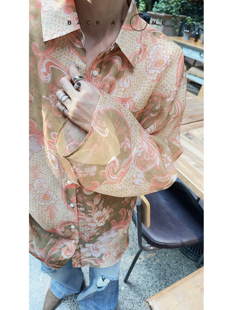 

Шелковая льняная куртка-жакет Baatone с принтом, свободного кроя, многофункциональная, в стиле Hong Kong, с длинными рукавами, с цветочным узором...