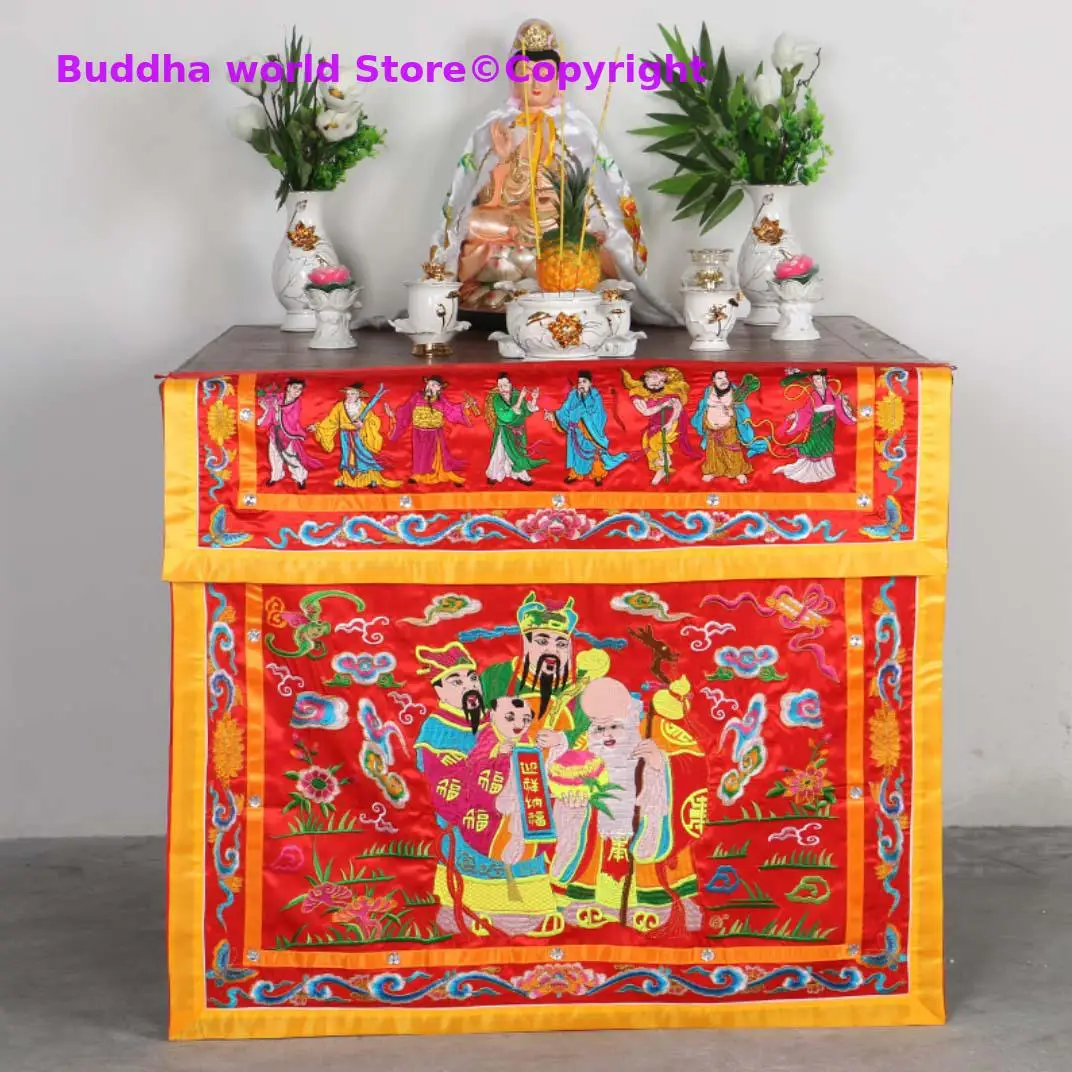 Buddhist Taoism HOME Temple Worship Eight Immortals BA XIAN FU LU SHOU Auspicious Embroidery Altar table enclosure Curtain