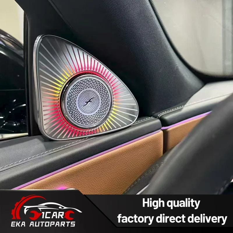 For Mercedes-Benz S-Class W223 A-Pillar Triangle 4D Rotating Tweeter Speaker, 64 Colors Synchronized Ambient Light, 1:1 OEM