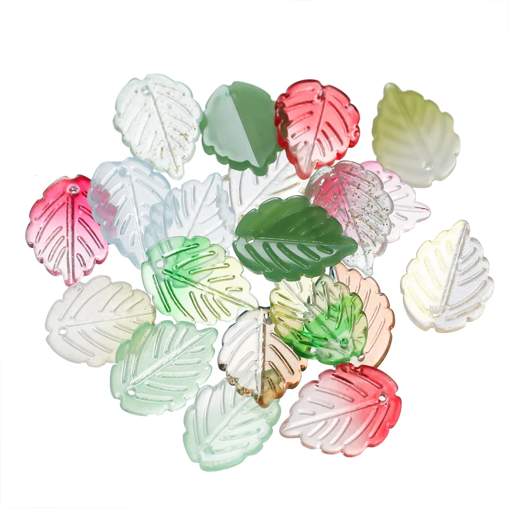 

10/20Pcs 17x24mm Colorful Glass Strawberry Leaves Charms Pendants for DIY Jewelry Making Findings Accessories