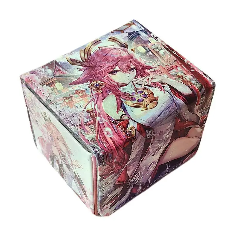 Yu-Gi-Oh! Card Box Genshin Impact Yae Miko WS OPTCG Anime Leather Game Collection Cards Storage Box Magnetic Suction Box Gift