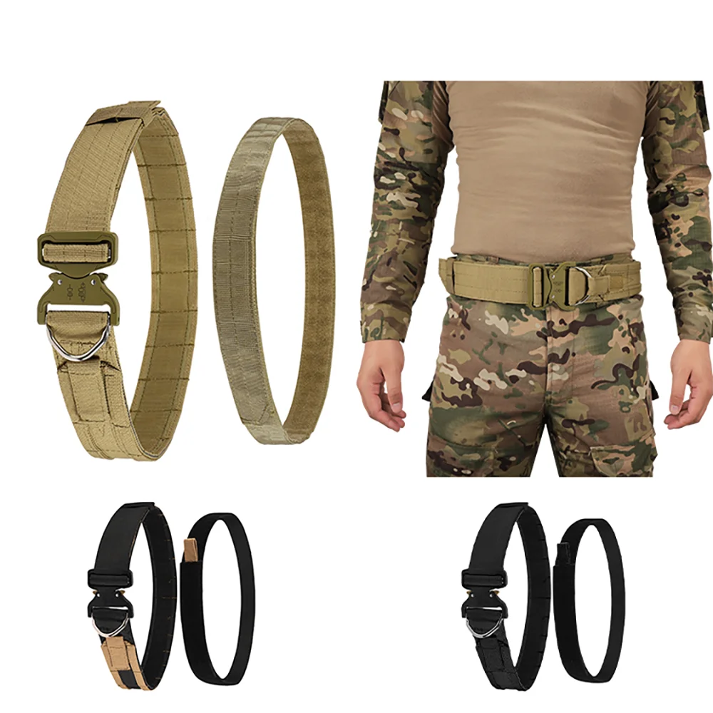 Quick Release Dring Fighter Belt Tactical Molle Belt Multicam CS Belt Outdoor Military Hunting Combat Inner & Outer Belt