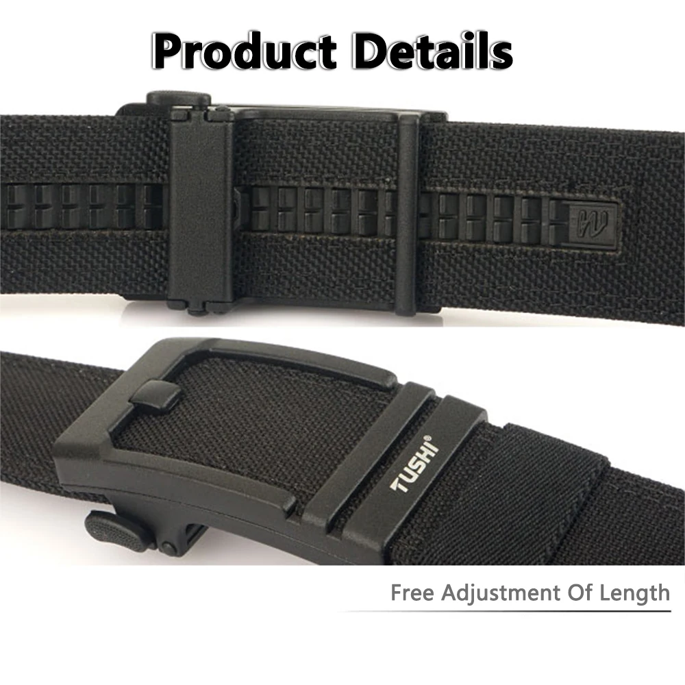 TUSHI Harter Gürtel Militärgürtel für Männer Robustes Nylon Metall Automatische Schnalle Polizei Taktischer Gürtel Outdoor-Gürtel IPSC-Zubehör – Detail 9