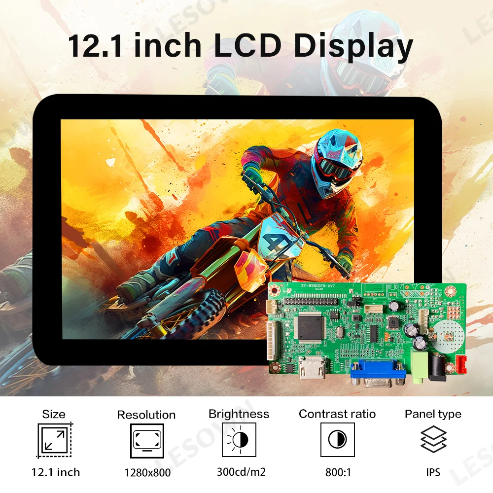 LESOWN 12.1 inch Display Module 1280x800 Screen with Driver Board Plug & Play 10-Point Touch