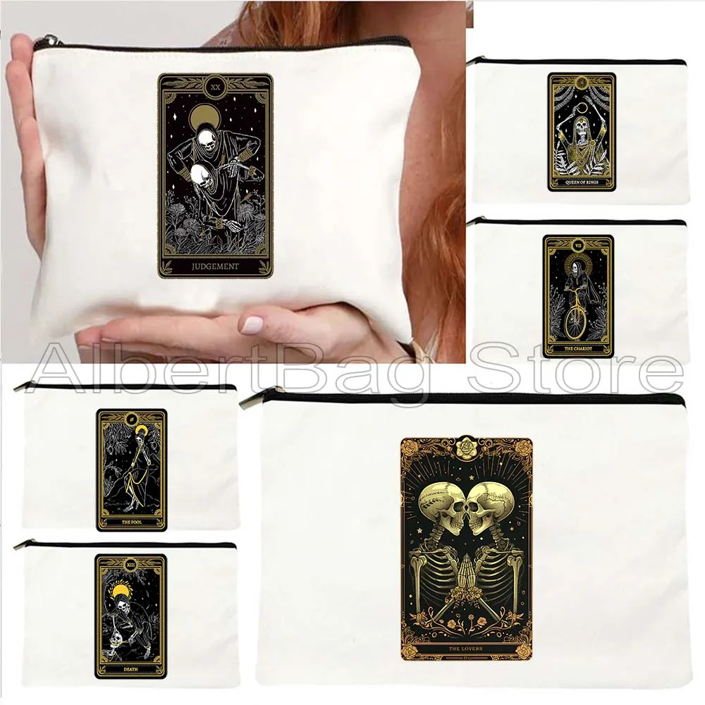 

СМЕРТЬ ТАРО КАРТ ИГРОВАЯ ФУТБОЛКА CHARIOT Любители кошек Астрология Цветок Таро Косметичка для макияжа Туалетная сумка Пенал