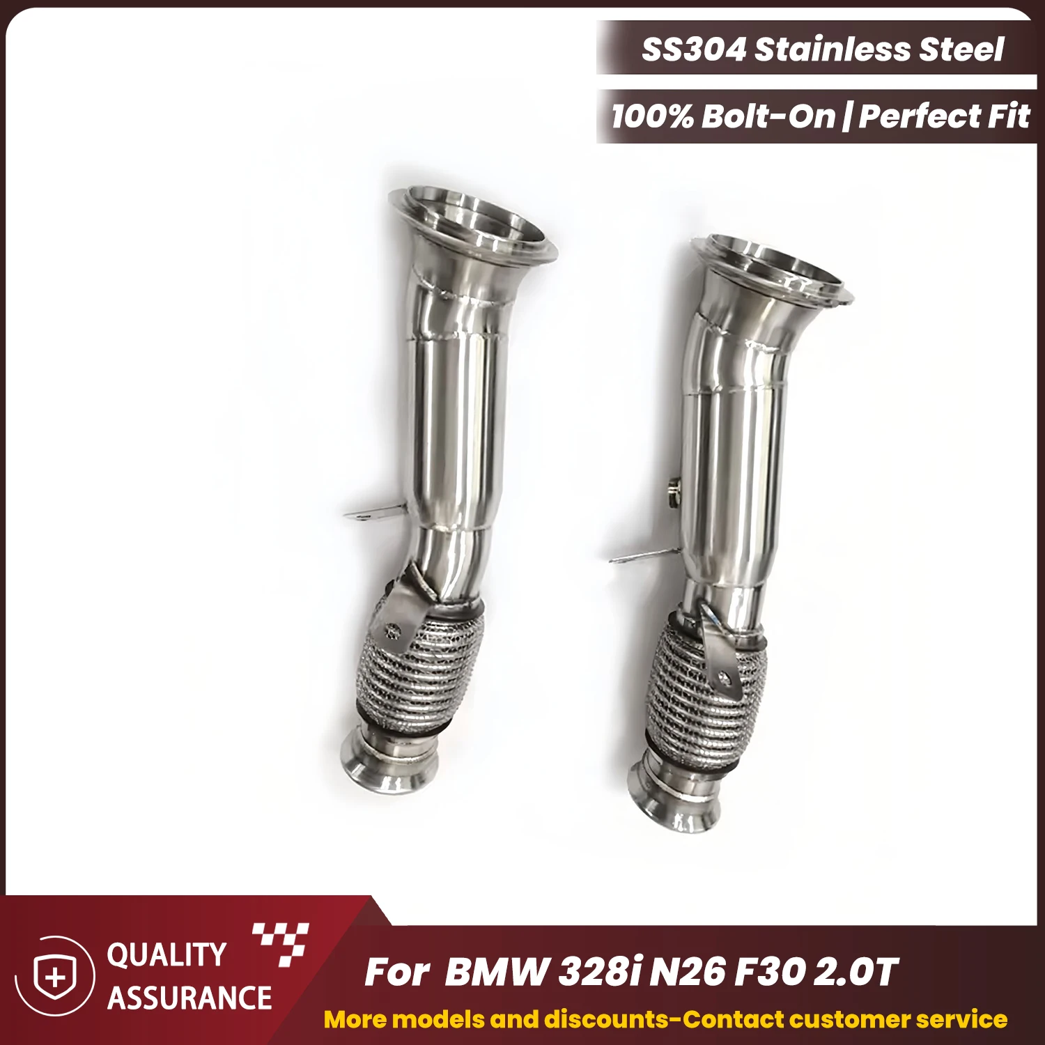 

Stainless Steel Downpipe for BMW 328i N26 F30 2.0T ECCF No Drone Plug & Play No Tuning Warranty Safe