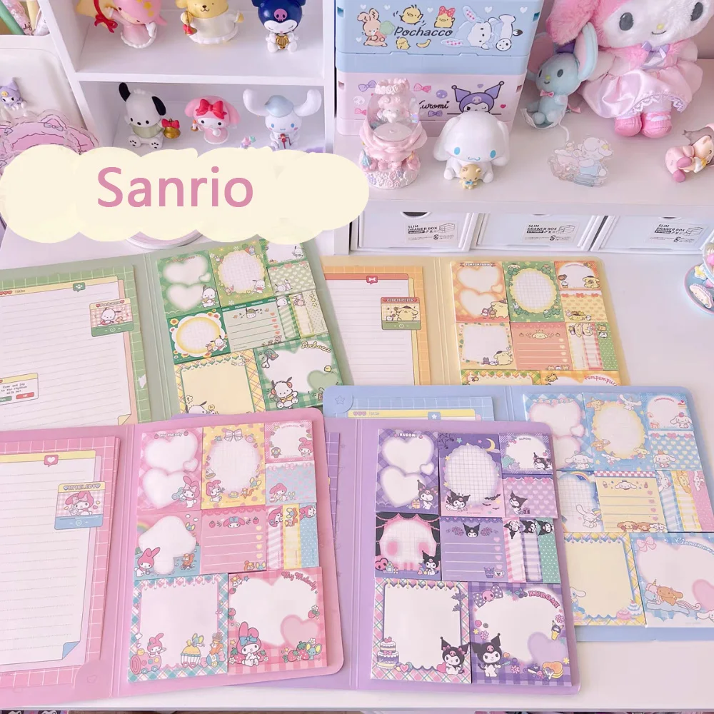 

Kawaii Sanrio Hello Kitty наклейки для заметок мультяшная мелодия Cinnamoroll Kuromi Pompompurin блокнот студенческие канцелярские принадлежности
