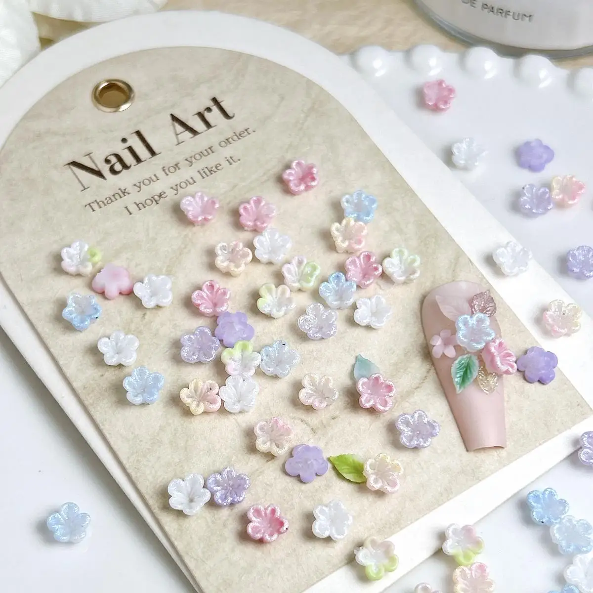 60 uds. De dijes para uñas de flores suaves de cinco pétalos, flores luminosas coloridas 3D, decoraciones artísticas para uñas DIY, suministros para uñas