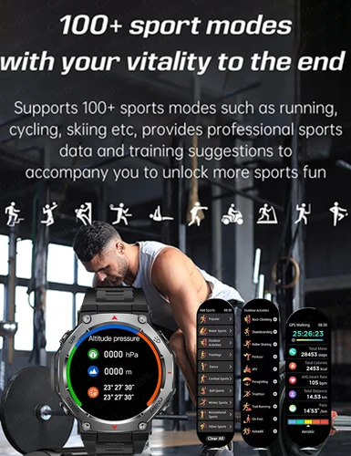 Imagen 2 del producto 2025 nuevo t-rex 3 GPS reloj inteligente al aire libre 525mAh batería Bluetooth llamada linterna militar deportes 3ATM impermeable Smartwatch hombres