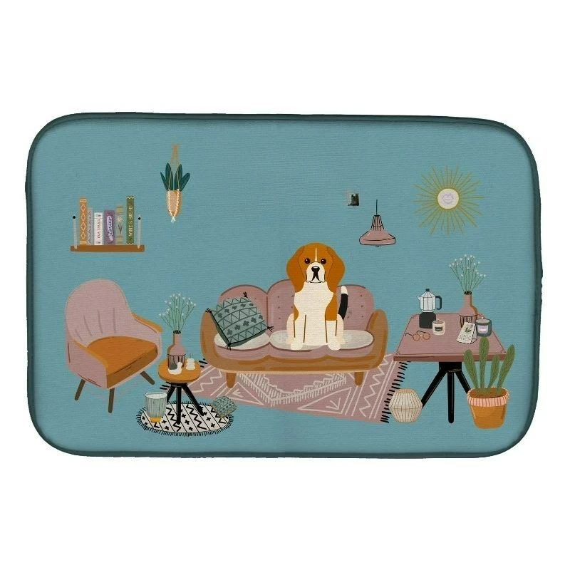 Tricolor Beagle Sweet Home Dish Drying Mat
