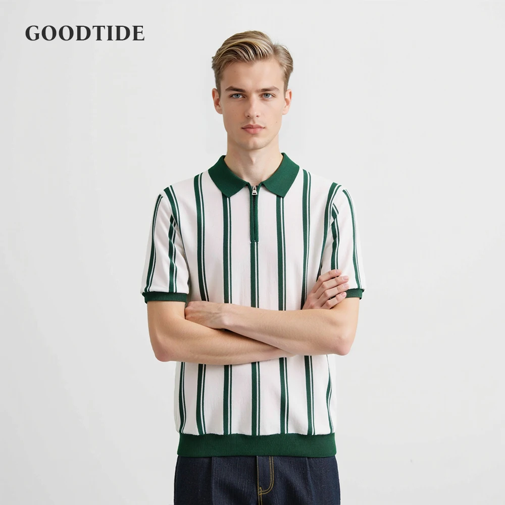 Knitted New Men's Summer European And American Men's Polo Shirt Casual Solid Color Business Henry Collar Short-sleeved Top