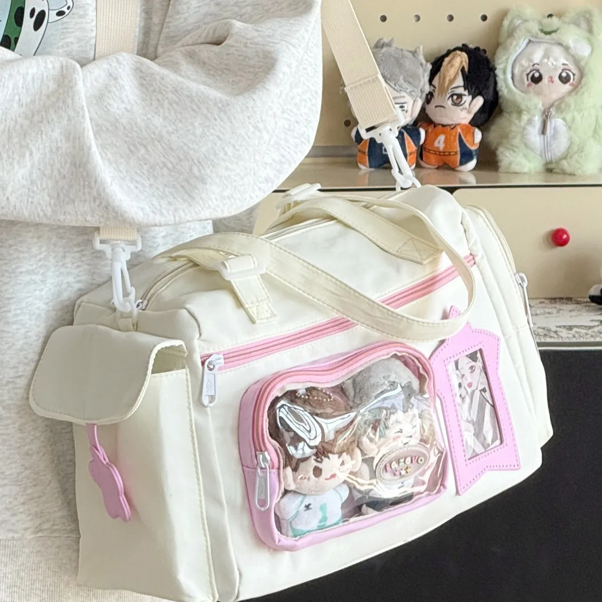 Bolso Tote Estilo Japonés Ita Bag con Diseño de Estrellas a Cuadros, Gran Capacidad, Bandolera para Fans del Anime y Exhibición de Mercancía de Ídolos Kpop