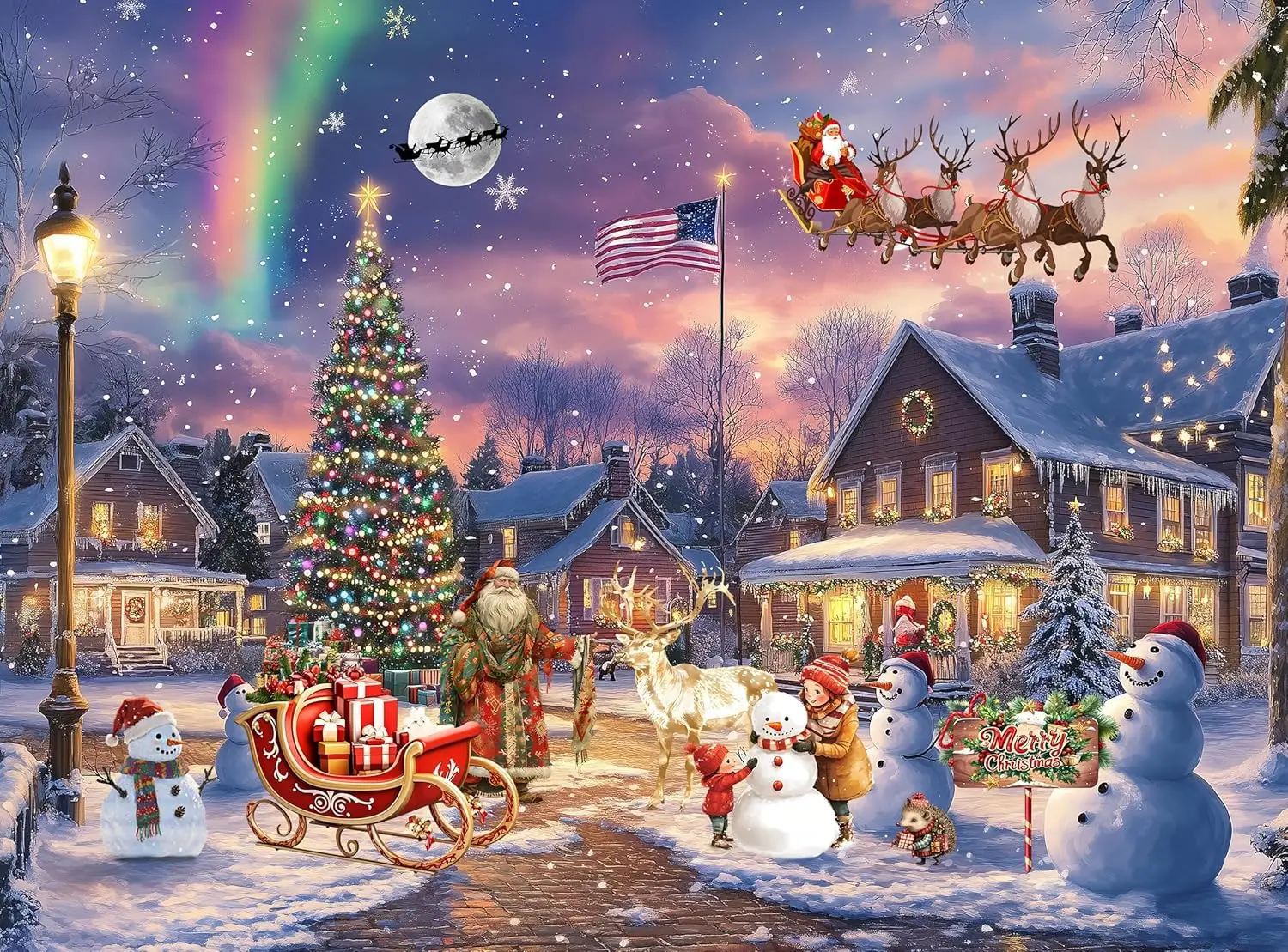 

Зимний снежный фестиваль: пазл-головоломка с пейзажем, 1000 деталей, для взрослых, сложные пазлы для домашнего декора и подарков детям