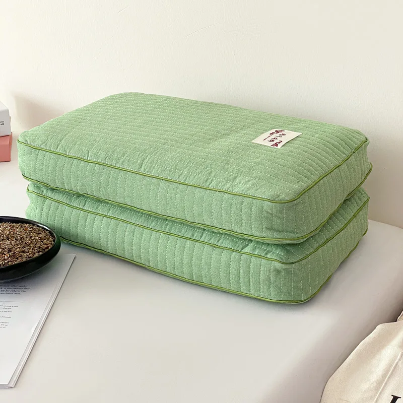 2PCS solid color new height adjustable whole buckwheat filled Korean polished simple summer pillow