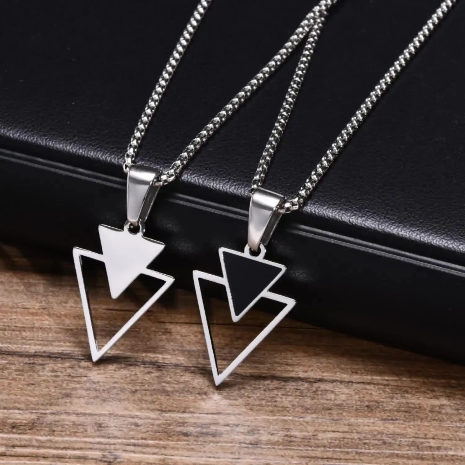 Men's Triangle Pendant Necklace 50-70cm Stainless Steel