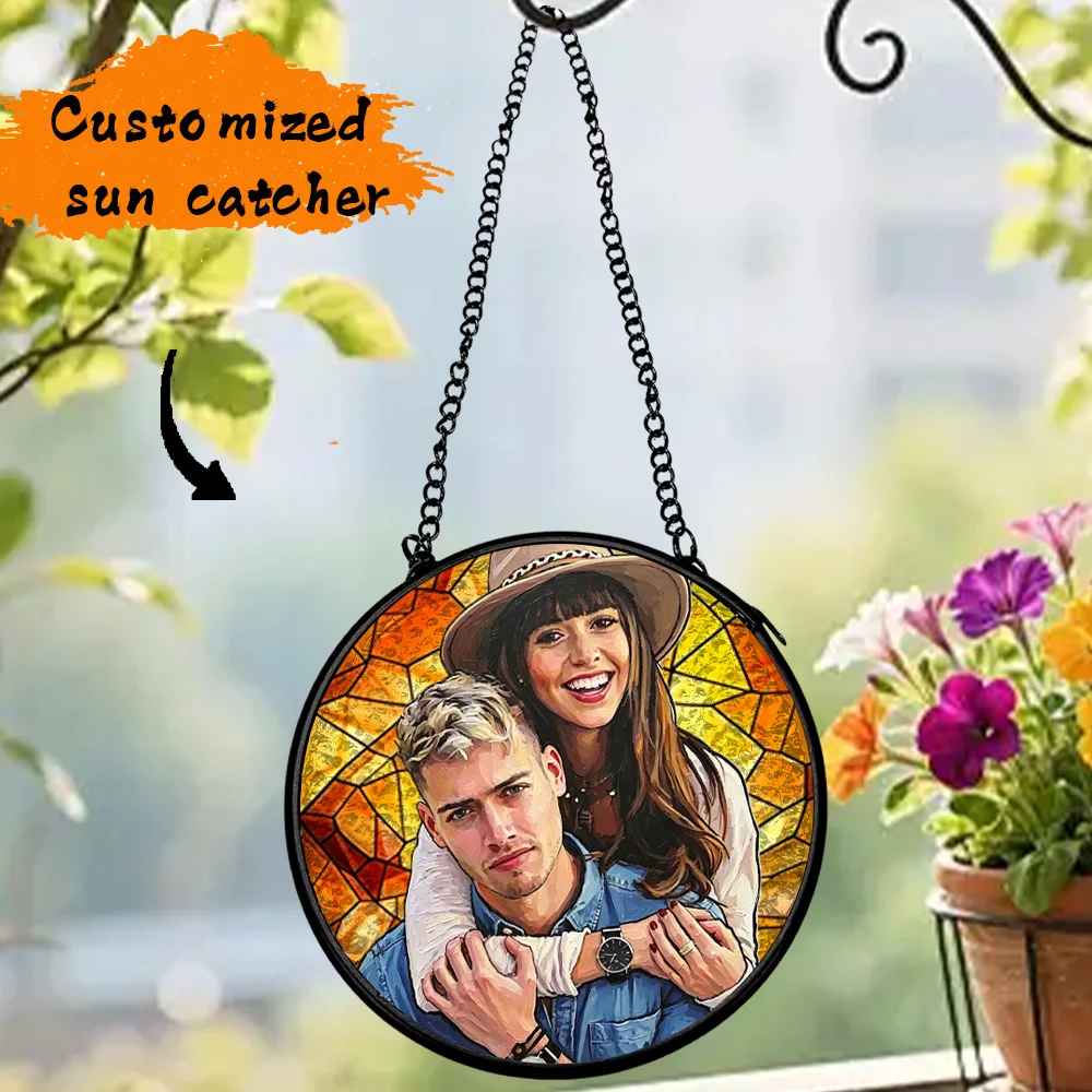 1 pièce attrape-soleil personnalisable avec photo pour fenêtre, à suspendre avec chaîne, pour la remise des diplômes, elle, votre amoureux, vos amis, chambre à coucher.