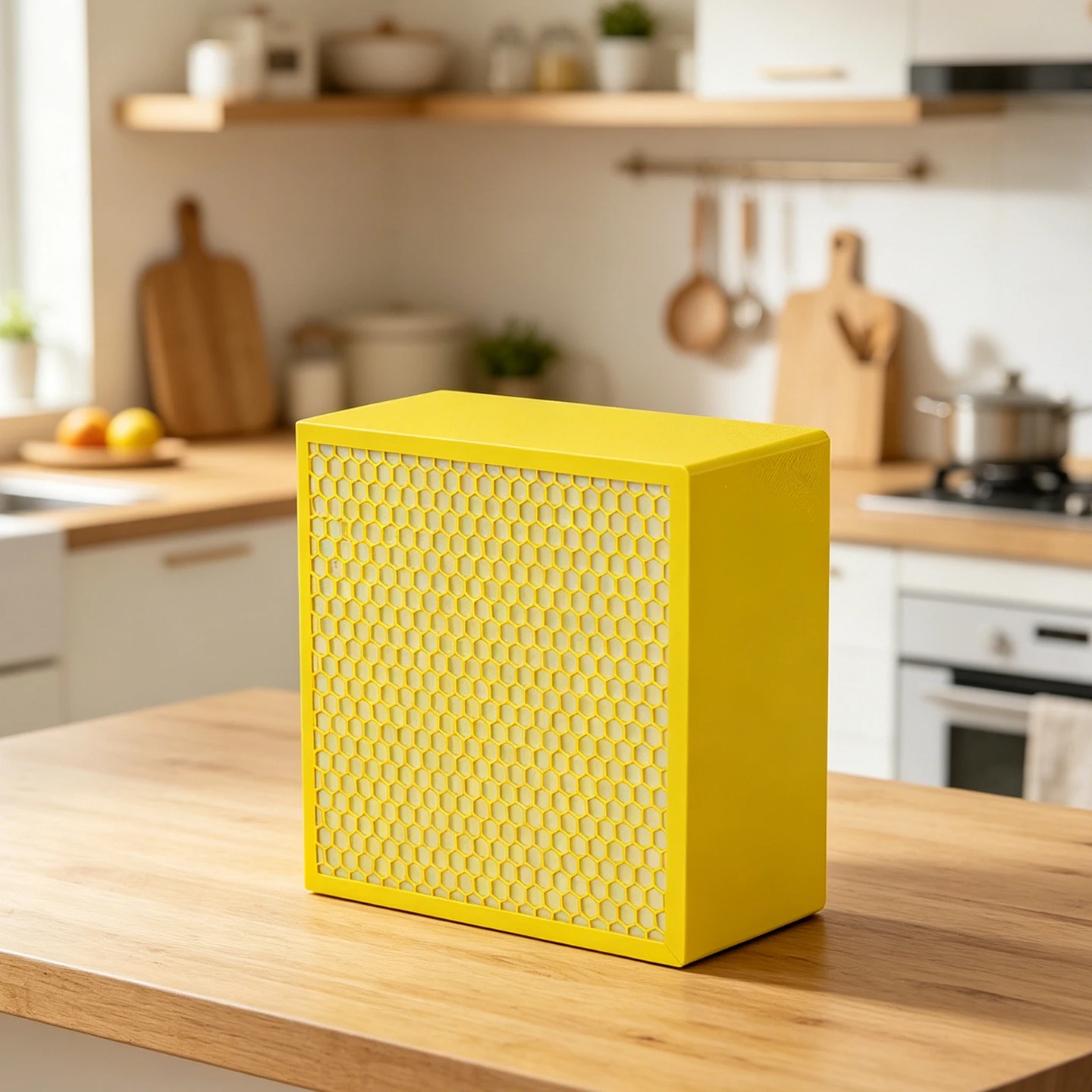 Yellow Slant Pull-out Coffee Filter Storage Box, Household Dustproof Honeycomb Filter Paper Holder