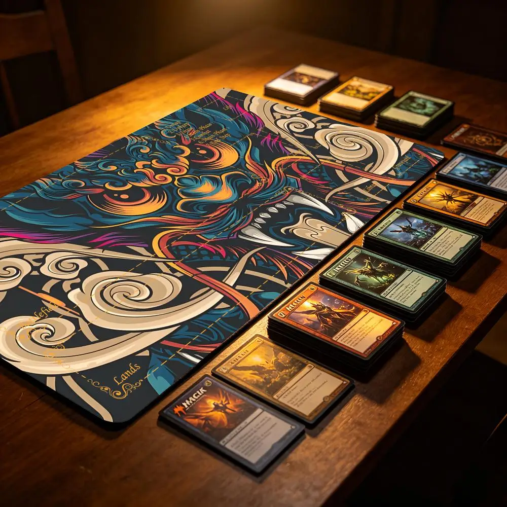 Игровой коврик для MTG TCG 14*24 дюйма, нескользящий, прочный, для командных игр, 35x60 см, с зонами разметки, также подходит как коврик для мыши.
