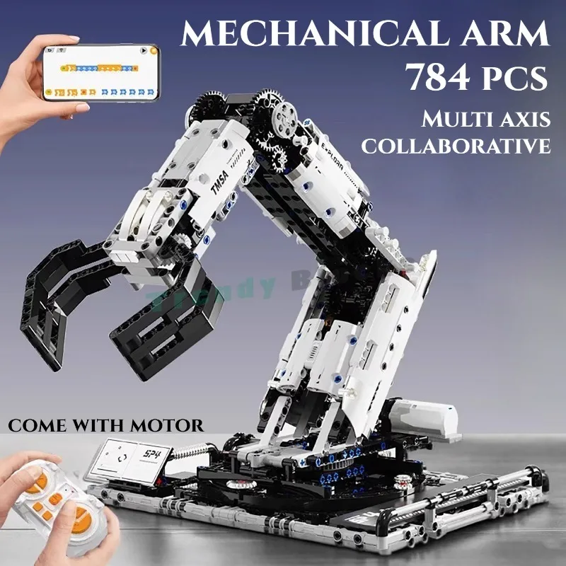 set-di-costruzioni-braccio-meccanico-con-motore-da-784-pezzi-giocattoli-interattivi-stem-per-l'apprendimento-programmazione-con-telecomando-regalo-di-compleanno-o-per-le-feste