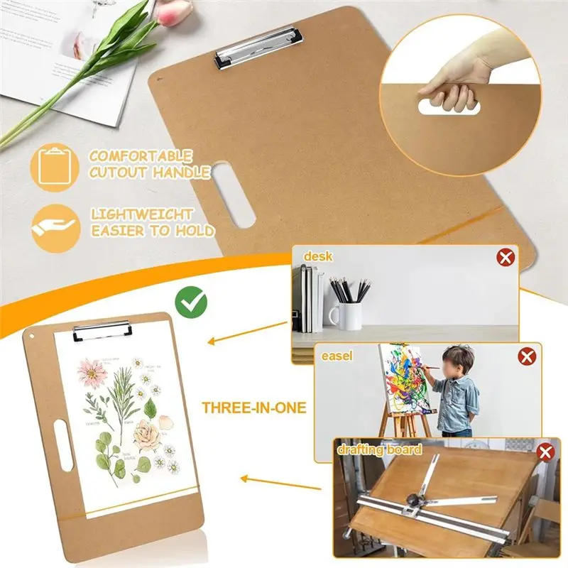 A60ZA3 Drawing Board, 46X36cm Portable Art Clipboard With Sturdy Clip And Rubber Bands For Classroom, Drafting, Studiomay