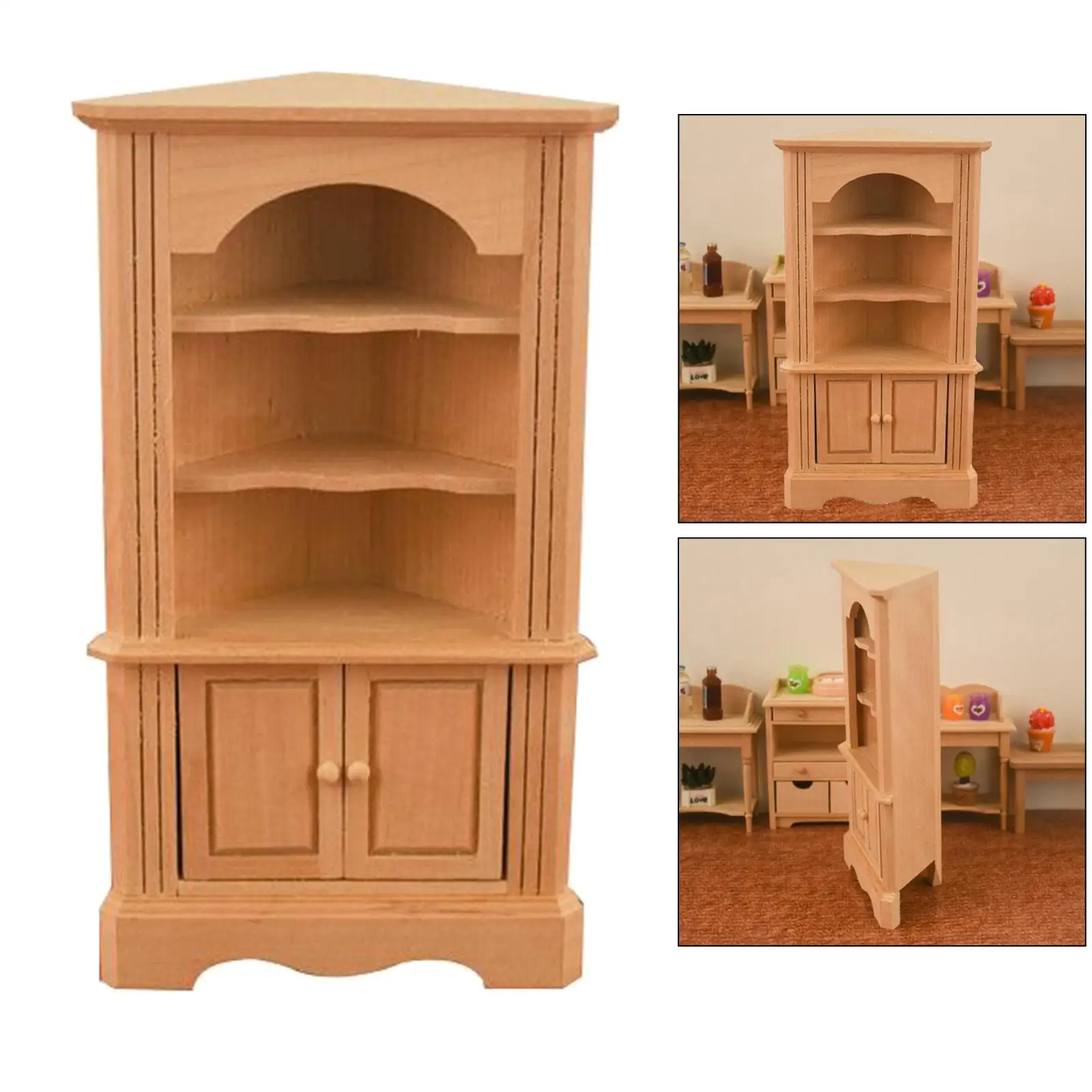 Holz Miniatur Weinschrank/Bücherregal/Schrank 1/12 Puppenhausmöbel