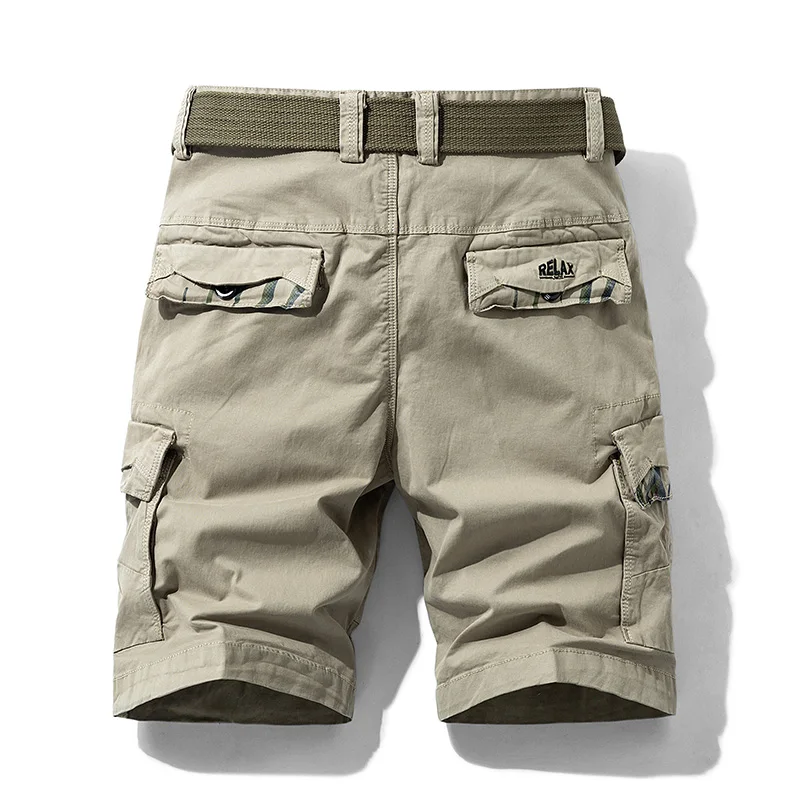 Summer Mens Multi Pockets Cotton Cargo Shorts Men Fashion Solid Quick Dry Shorts Men Outdoor Breathable Military Shorts Male Hot